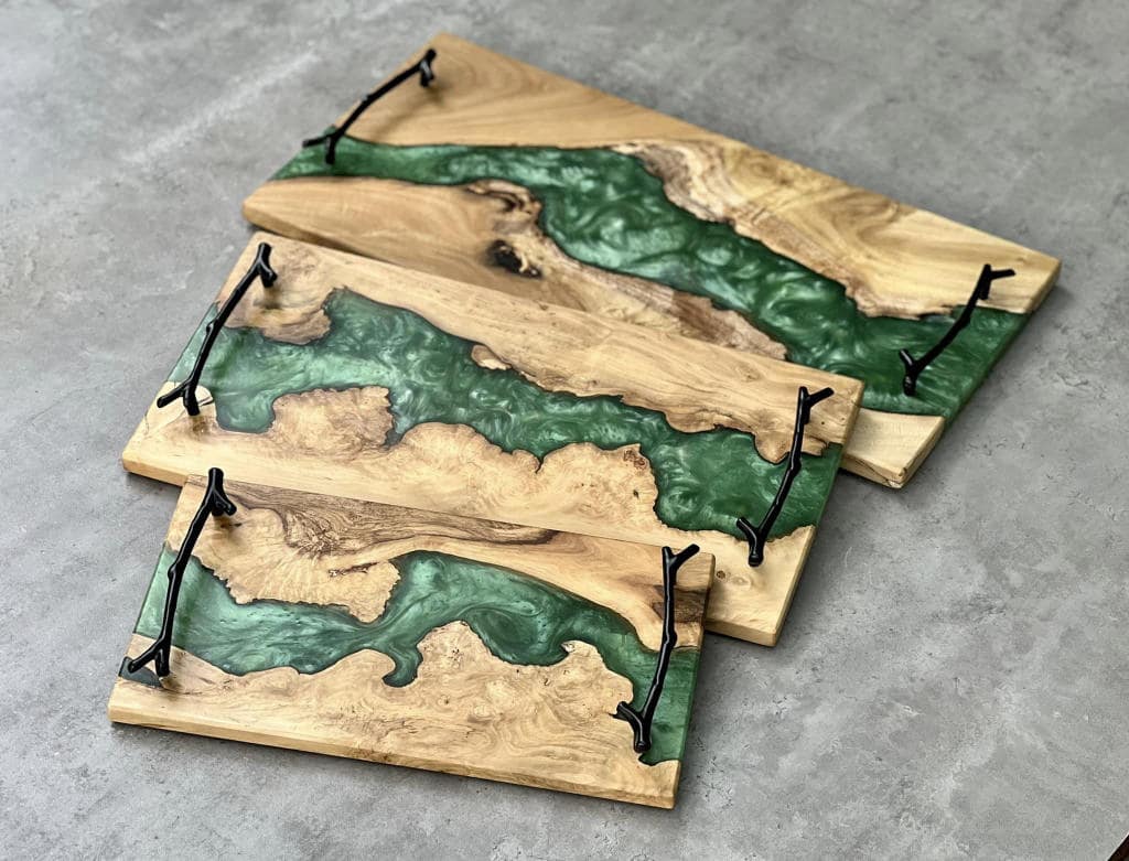 Walnut Epoxy Resin Live Edge Cheese Tray