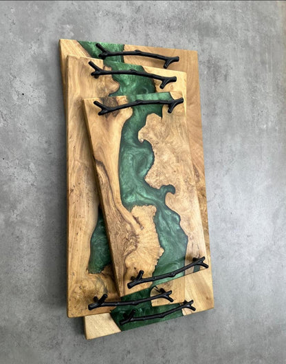 Walnut Epoxy Resin Live Edge Cheese Tray