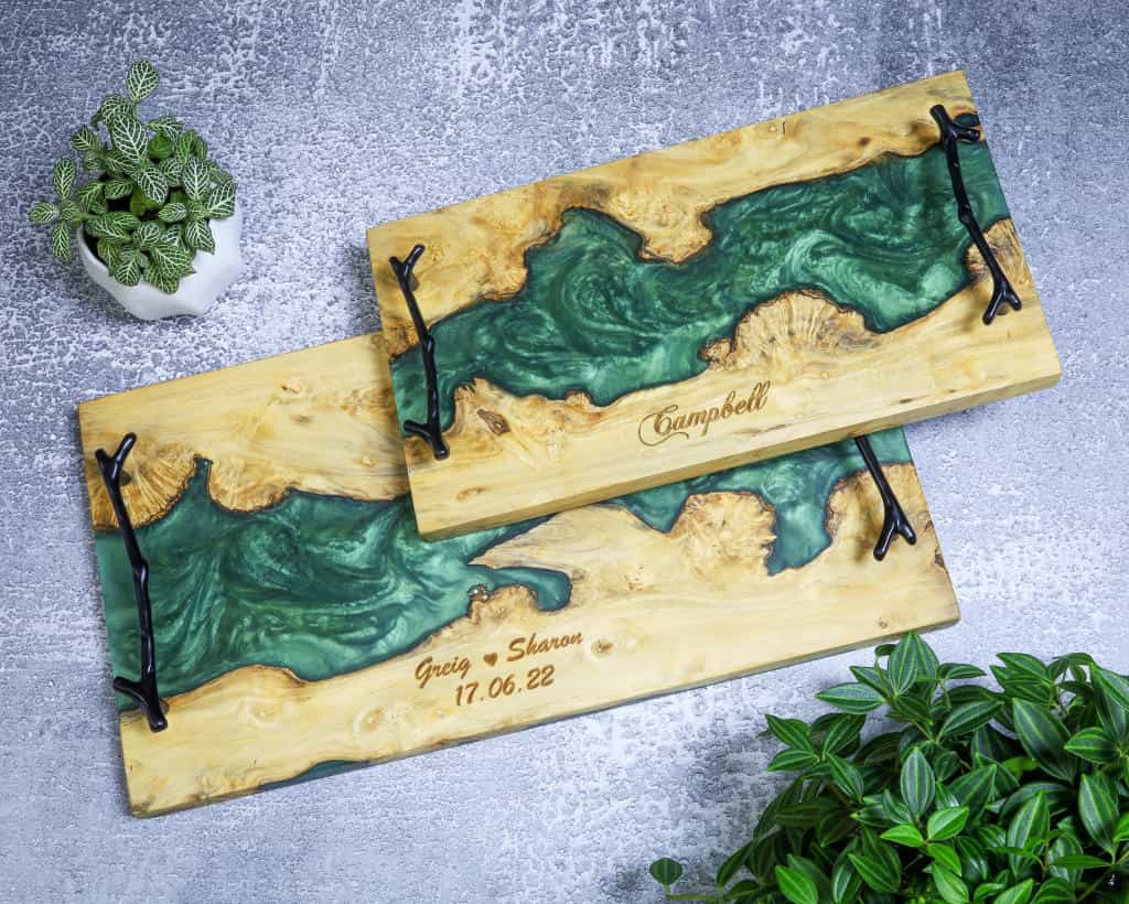 Walnut Epoxy Resin Live Edge Cheese Tray