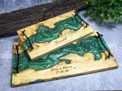 Walnut Epoxy Resin Live Edge Cheese Tray