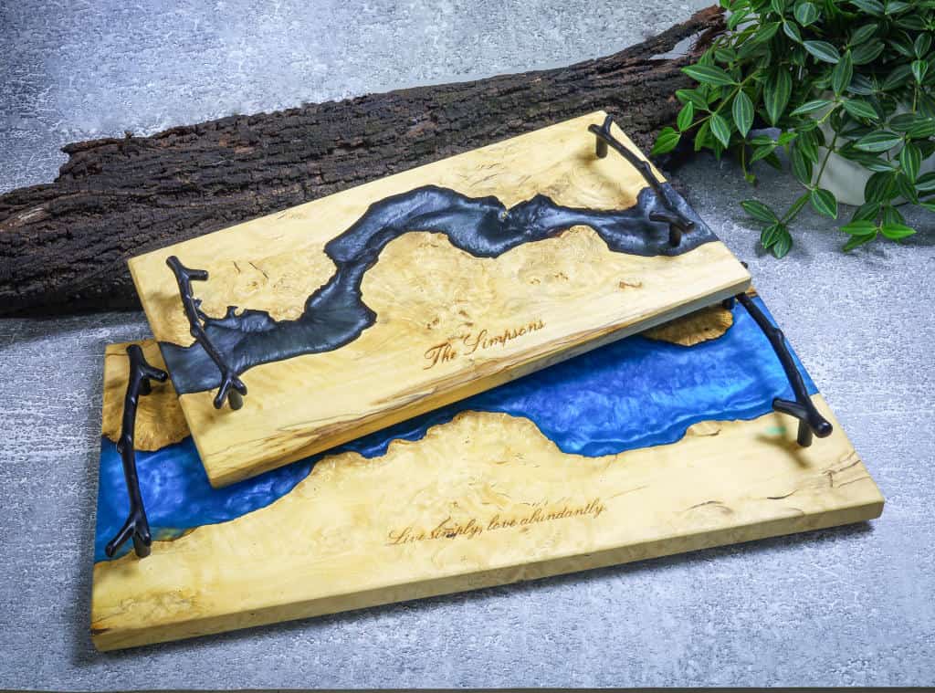 Walnut Epoxy Resin Live Edge Cheese Tray