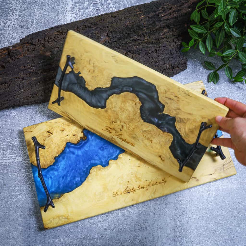 Walnut Epoxy Resin Live Edge Cheese Tray