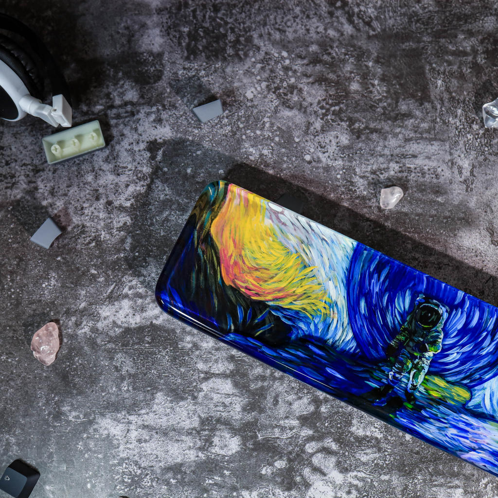 Astronaut keyboard wrist rest Van Gogh style