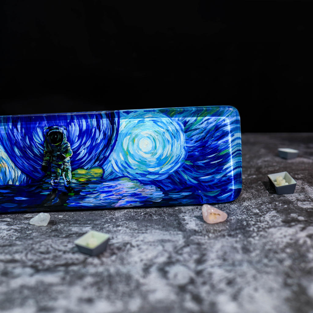 Astronaut keyboard wrist rest Van Gogh style