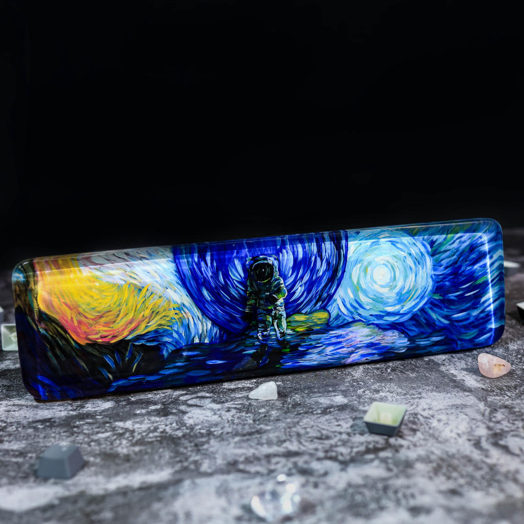 Astronaut keyboard wrist rest Van Gogh style