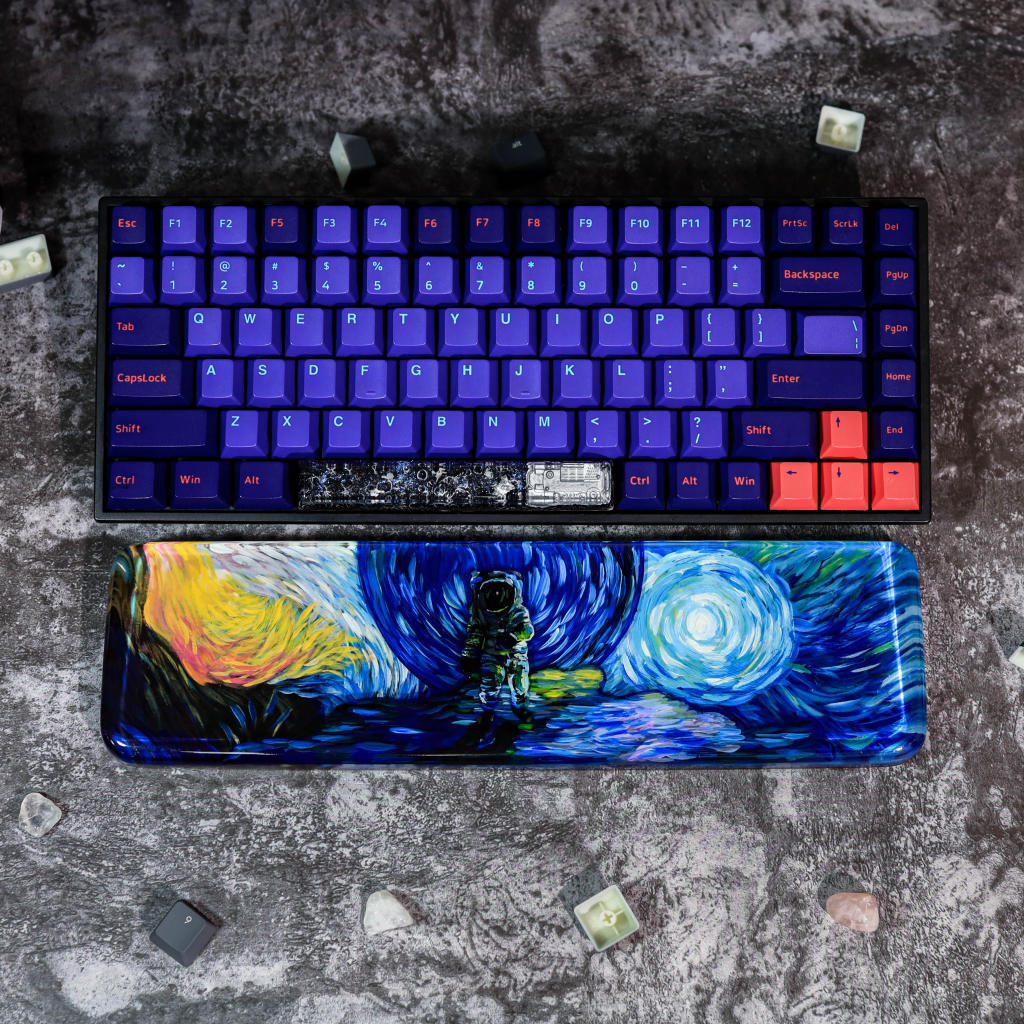 Astronaut keyboard wrist rest Van Gogh style