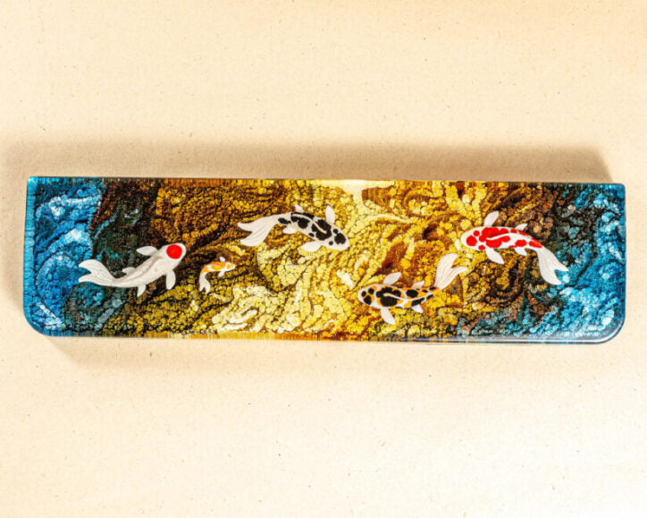Yellow koi resin wrist rest