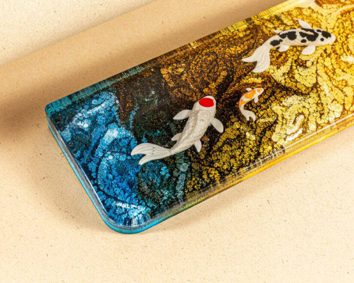 Yellow koi resin wrist rest