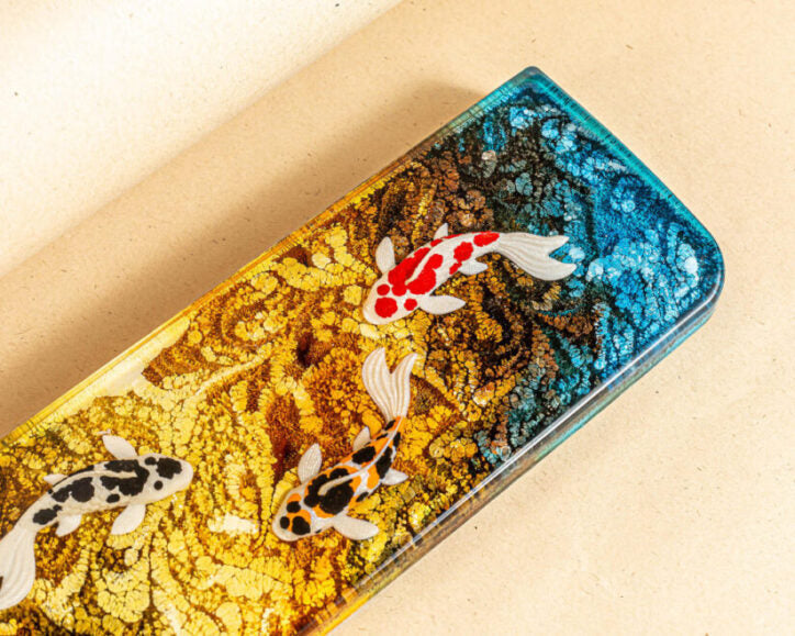 Yellow koi resin wrist rest