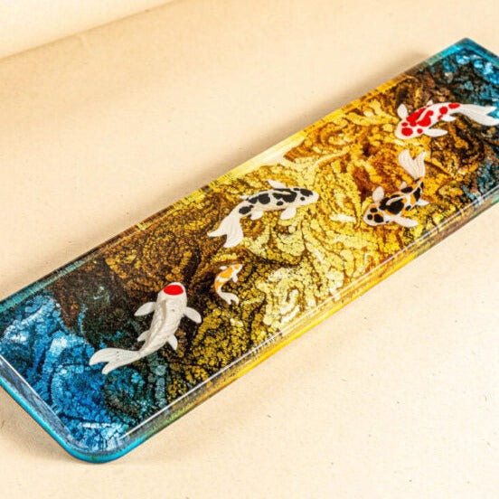 Yellow koi resin wrist rest