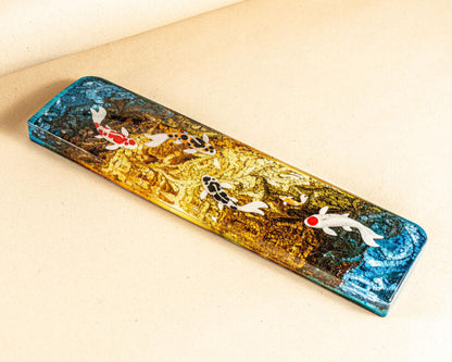 Yellow koi resin wrist rest
